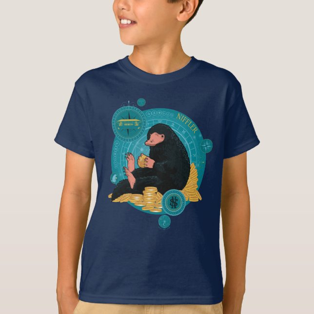 Cartoon NIFFLER™ mit Goldmünzen T-Shirt (Vorderseite)