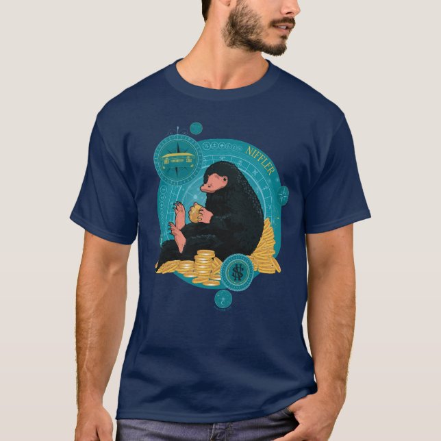 Cartoon NIFFLER™ mit Goldmünzen T-Shirt (Vorderseite)