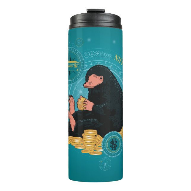 Cartoon NIFFLER™ mit Goldmünzen Thermosbecher (Vorderseite)