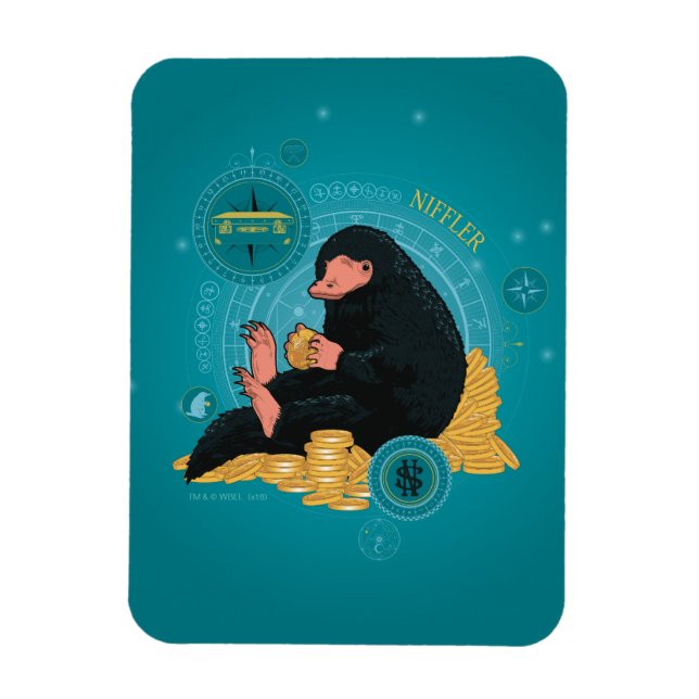 Cartoon NIFFLER™ With Gold Coins Magnet (Vertikal)