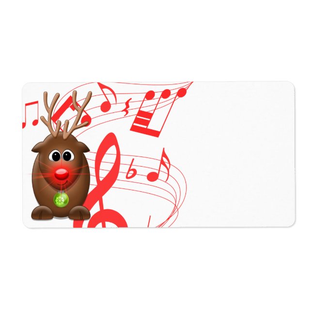 Cartoon Noël Reindeer Blank Étiquettes de livraiso (Devant)