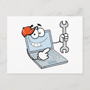 Cartoon-Notebook mit alberner Computerreparatur mi Postkarte