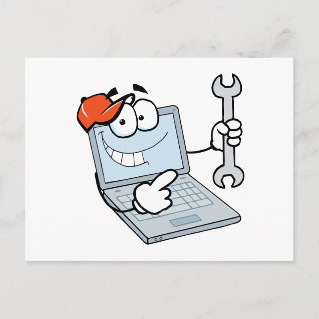Cartoon-Notebook mit alberner Computerreparatur mi Postkarte (Vorderseite)