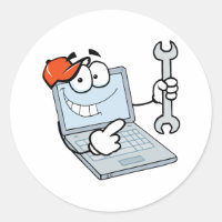 Cartoon-Notebook mit alberner Computerreparatur mi