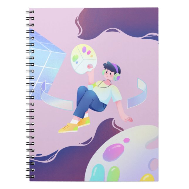 Cartoon-Notebook - Pastellfarben Notizblock (Vorderseite)