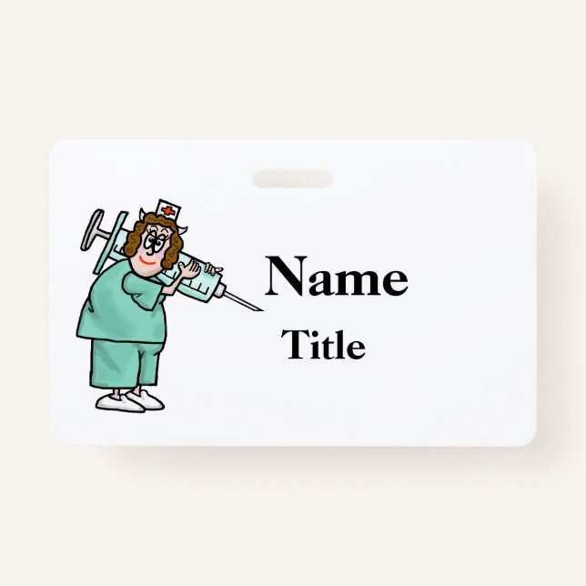 Cartoon Nurse & Big Needle Nurse Abzeichen Customi Ausweis (Vorderseite)