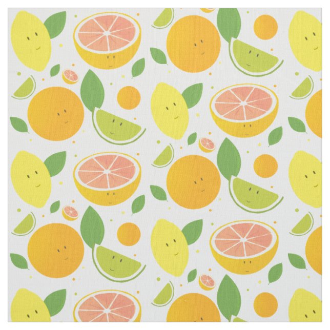 Cartoon Obstlemon Limon Grapefruit Orange Citrus Stoff (Muster)