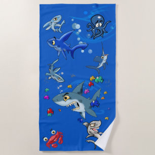 Cartoon Ocean Beach Handtuch