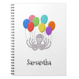 Cartoon Octopus Bunte Balloons für die Schule Notizblock