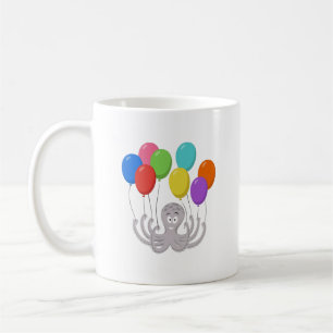 Cartoon Octopus Farbige Balloons Kinder Kaffeetasse