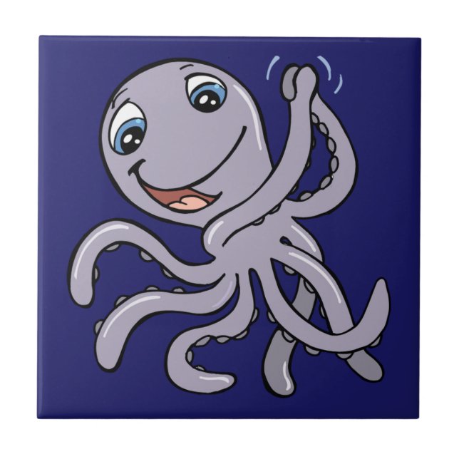 Cartoon Octopus Fliese (Vorderseite)