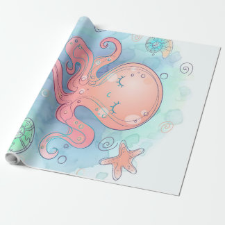 Cartoon Octopus | Niedlicher Kraken süßer Traum Geschenkpapier