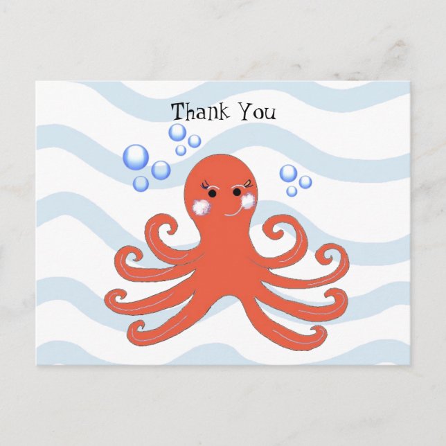 Cartoon Octopus Postkarte (Vorderseite)