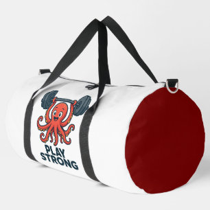 Cartoon Octopus Weightlift - Spiel stark Duffle Bag