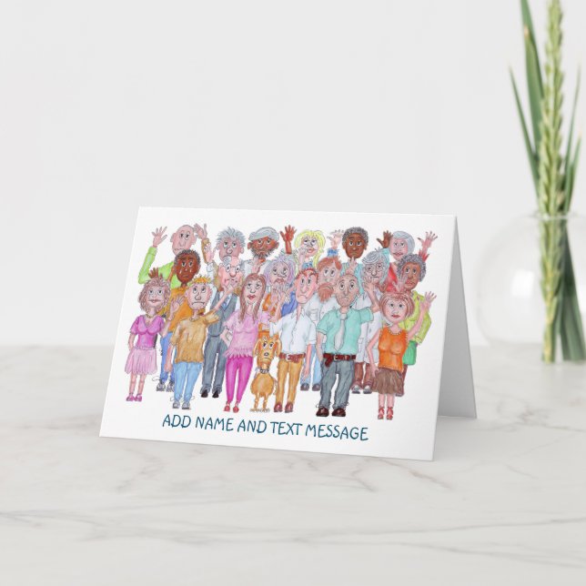 Cartoon of Sad People Waving Goodbye Card Karte (Vorderseite)