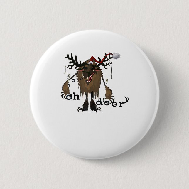 Cartoon Oh Deer Funny Reindeer Holiday Gamer Gift  Button (Vorderseite)