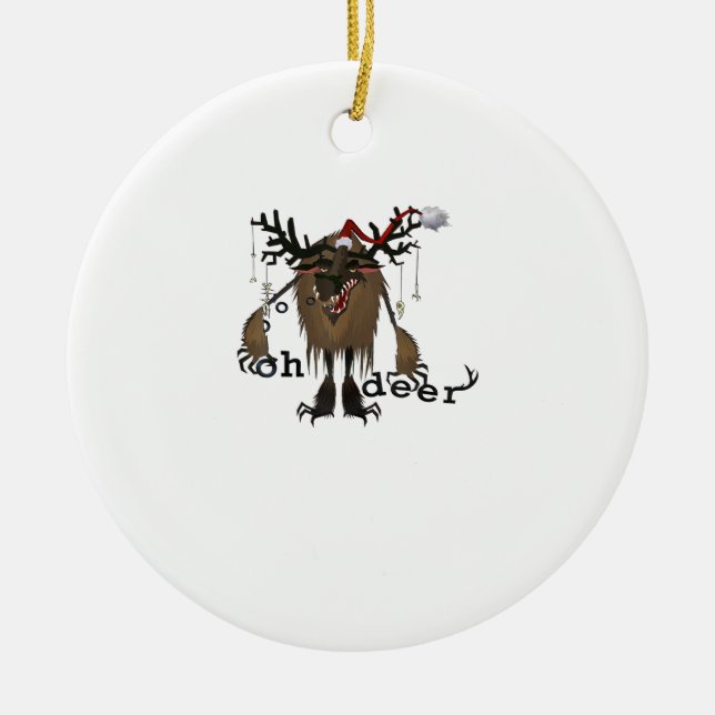 Cartoon Oh Deer Funny Reindeer Holiday Gamer Gift Keramik Ornament (Vorne)