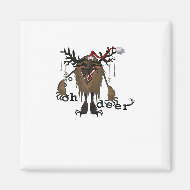 Cartoon Oh Deer Funny Reindeer Holiday Gamer Gift  Magnet (Vorne)