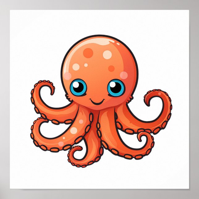 Cartoon-Oktopus-Abbildung Poster (Vorne)