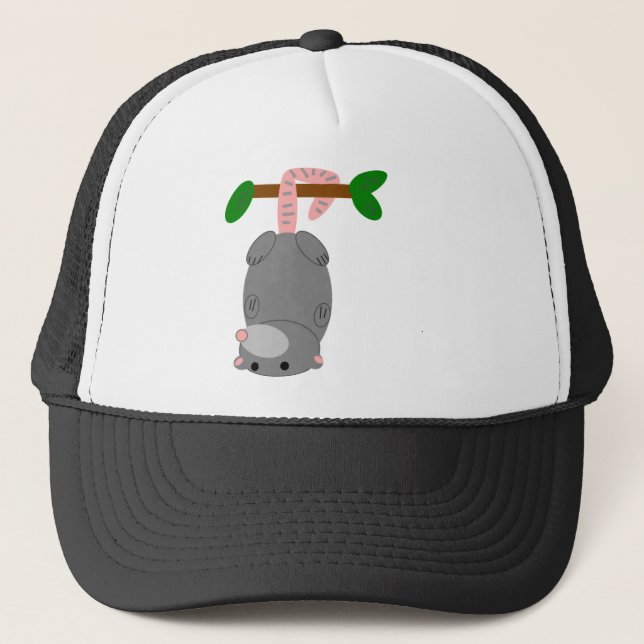 Cartoon-Opossum-/Opossum-hängende Oberseite - Truckerkappe (Vorderseite)