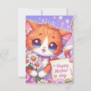 Cartoon Orange Kitten glücklich Muttertag Karte