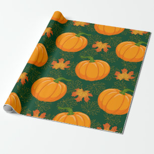 Cartoon Orange Pumpkin und Herbst Ahorn fallen le Geschenkpapier