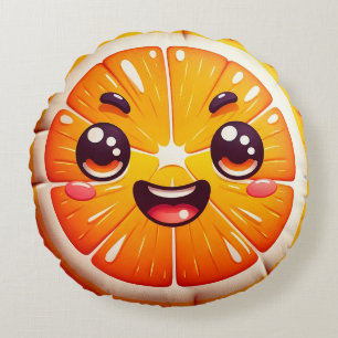 Cartoon Orange Slice Round Pillow - Whimsical Rundes Kissen