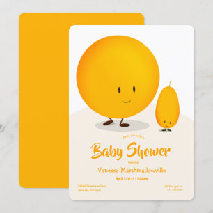 Cartoon Orange White Kumquat Fruit Baby Dusche Einladung
