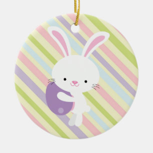 Cartoon-Ostern-Kaninchen mit Streifen-Verzierung Keramikornament
