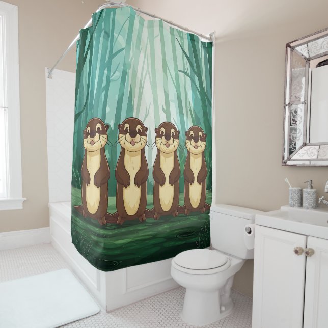 Cartoon Otters Duschvorhang (Beispiel)