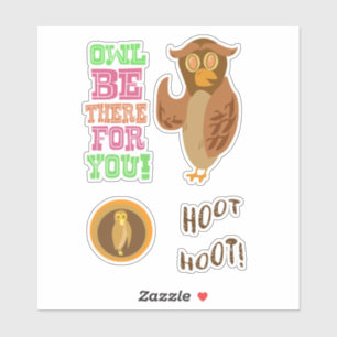 Cartoon Owl Character Fun und Redewendungen Aufkleber