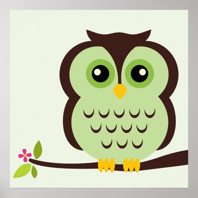 Cartoon Owl Children's Wall Art Poster (Vorne)