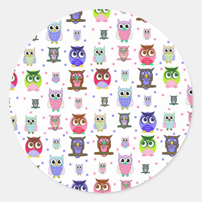 Cartoon Owls Sticker (Vorderseite)