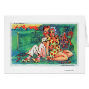 Cartoon-Paare mit Tennis-Gang