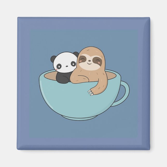 Cartoon Panda Bear und Sloth Magnet (Vorne)