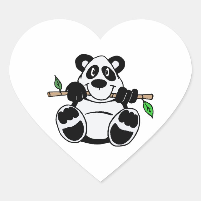 Cartoon Panda Herz-Aufkleber (Vorderseite)