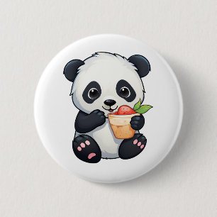 Cartoon Panda Illustration Button