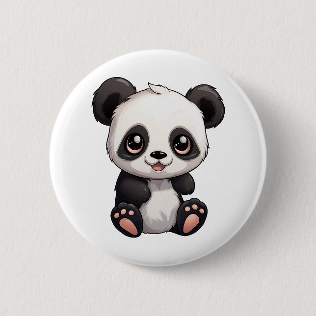 Cartoon Panda Illustration Button (Vorderseite)