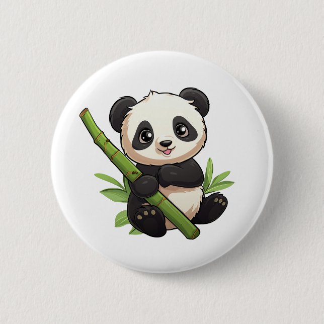 Cartoon Panda Illustration Button (Vorderseite)