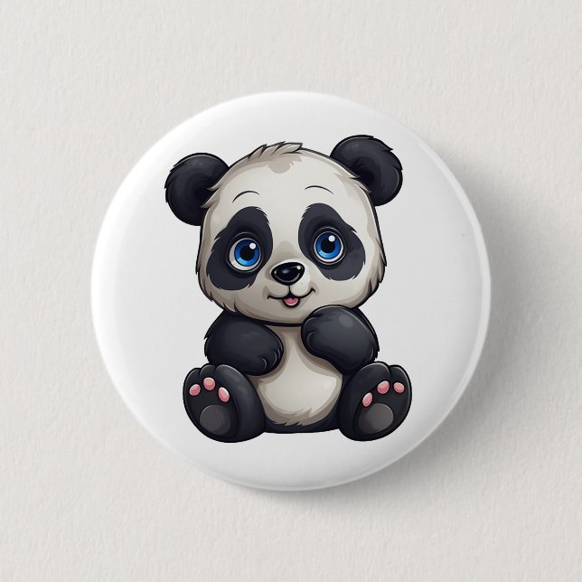 Cartoon Panda Illustration Button (Vorderseite)