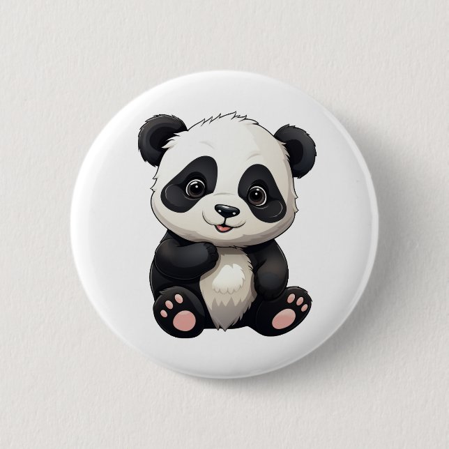 Cartoon Panda Illustration Button (Vorderseite)