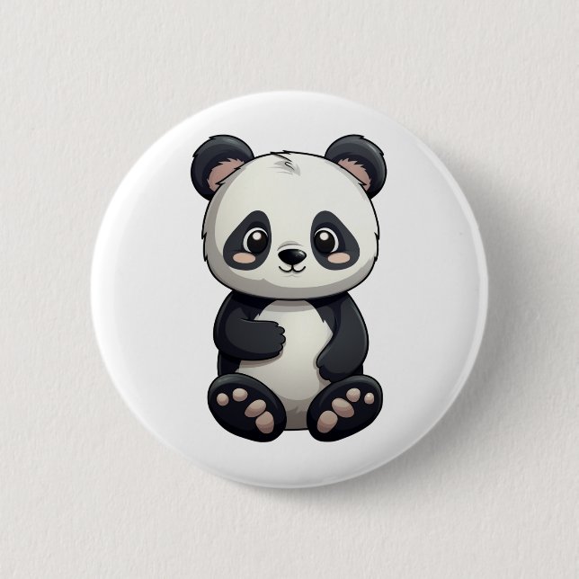 Cartoon Panda Illustration Button (Vorderseite)