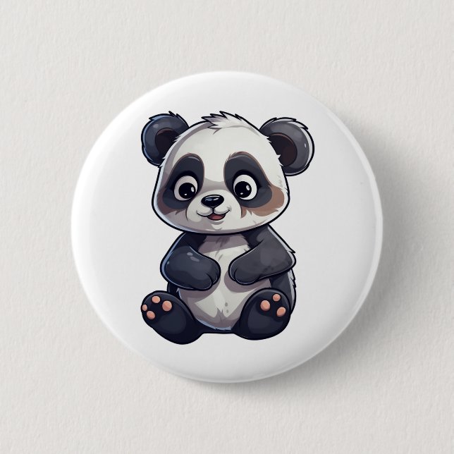 Cartoon Panda Illustration Button (Vorderseite)