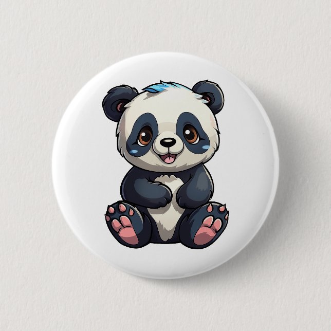 Cartoon Panda Illustration Button (Vorderseite)