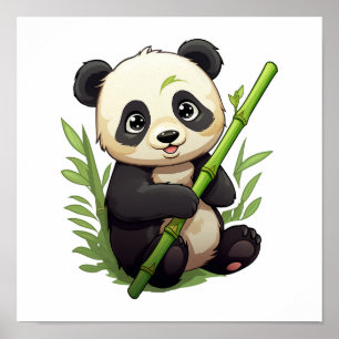Cartoon Panda Illustration Poster
