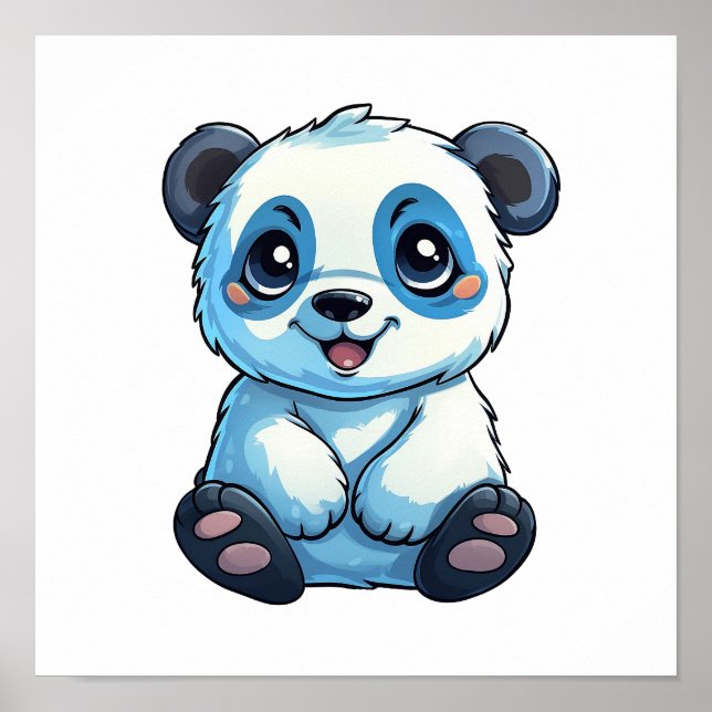 Cartoon Panda Illustration Poster (Vorne)