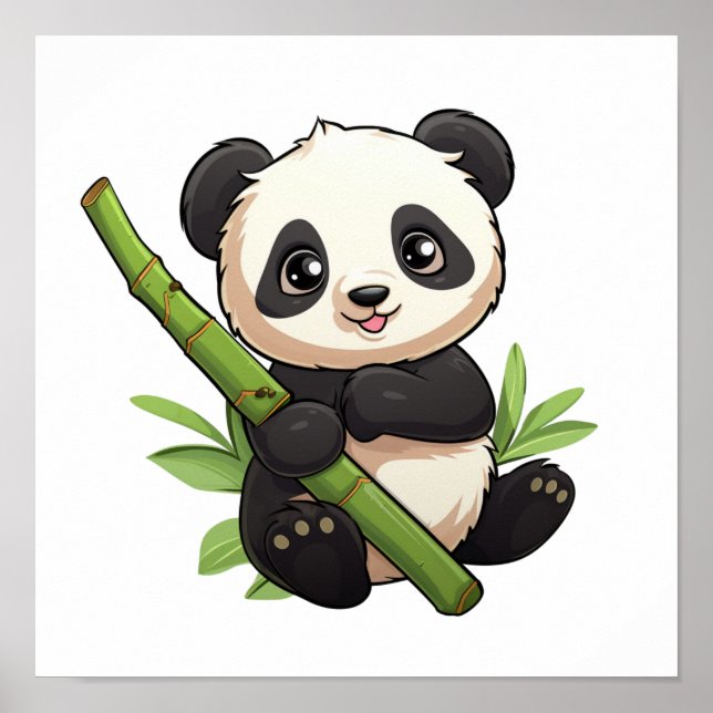 Cartoon Panda Illustration Poster (Vorne)