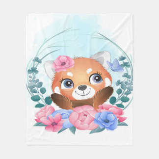 Cartoon Panda | Niedlich Little Red Panda Fleecedecke