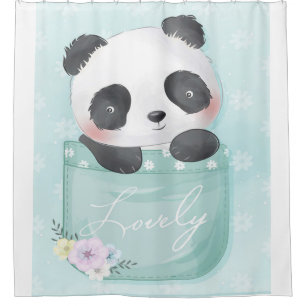 Cartoon Panda Niedliches Panda ist in Tasche Duschvorhang
