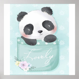 Cartoon Panda | Niedliches Panda ist in Tasche Poster